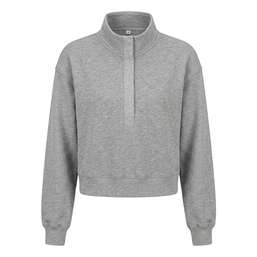 New American Eagle Gray Quarter Snap Mock Neck Pullover Sweatshirt Medium - Ac